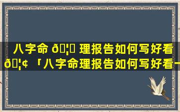 八字命 🦁 理报告如何写好看 🦢 「八字命理报告如何写好看一点」